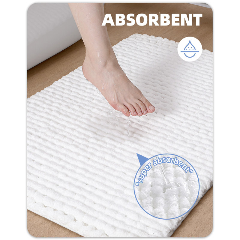 Droitwich Chenille Bath Rug, Single - 24" W x 43" L, White