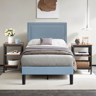 Twin Upholstered Bed With 2 Nightstands – Modern Bedroom Set