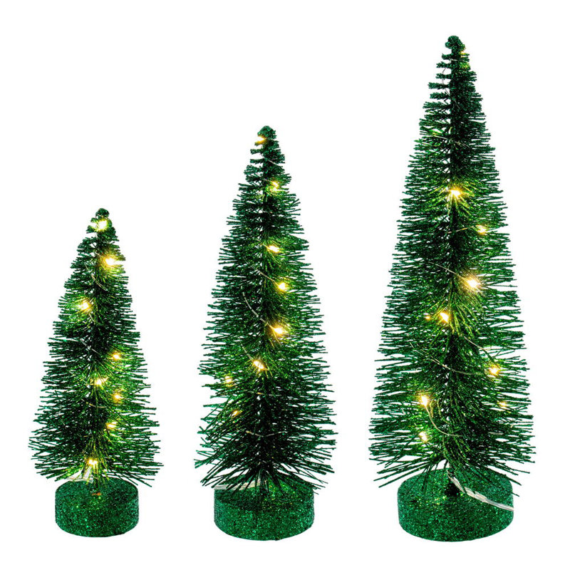  Ensemble d'arbre à brosse vert 8 "-10" -12 "., Blanc chaud, Vert, H 1 pi
