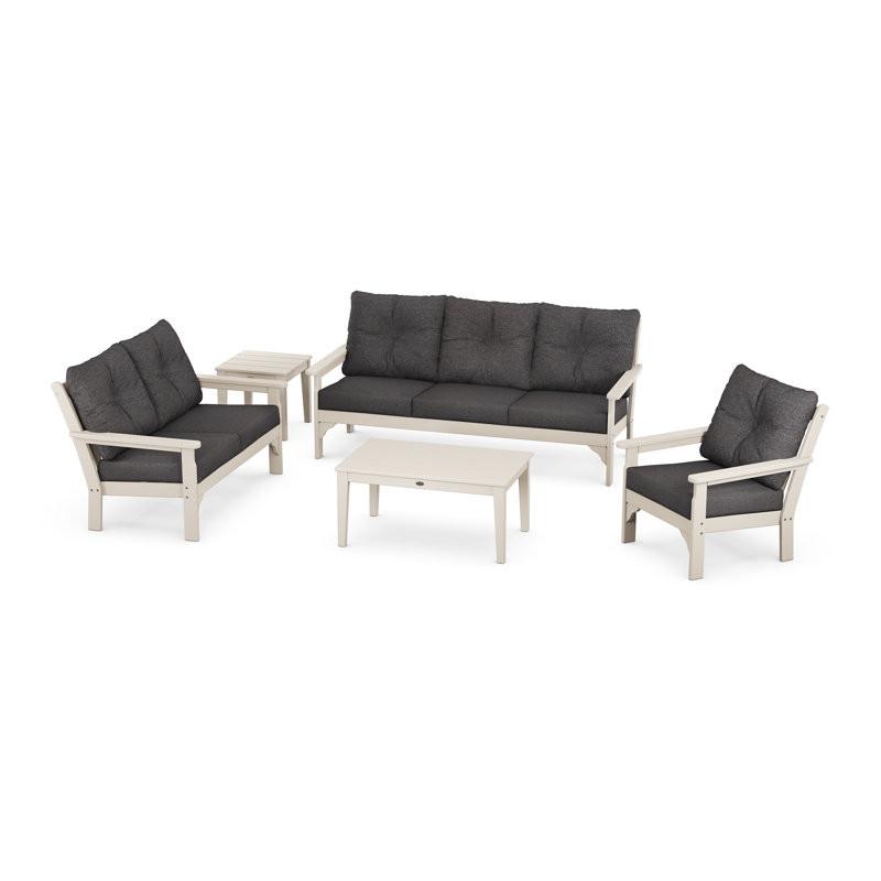 Vineyard 5 Piece Deep Seating Set, Sand, Ash Charcoal