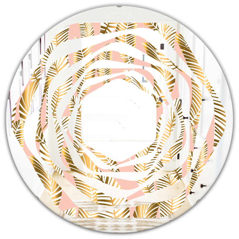 Miroir mural Coastal, 31,5 po x 31,5 po, Tourbillon de feuilles de palmier I
