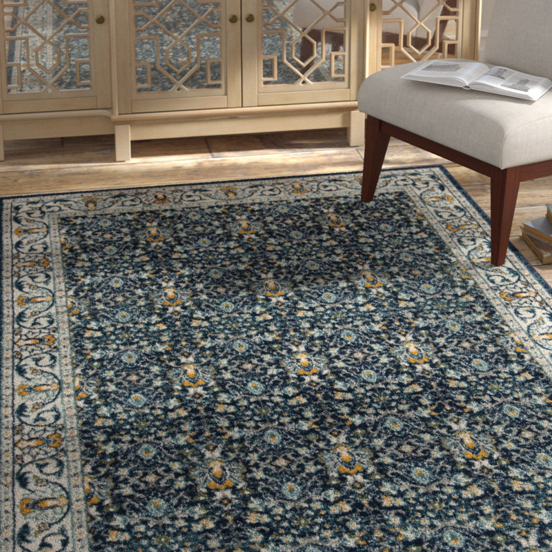 Tapis bleu marine / gris Christa Southwestern, Rectangle 4 pi x 6 pi
