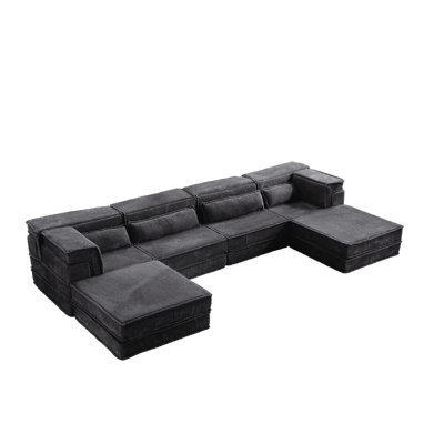 Canapé-lit modulaire convertible surdimensionné à 4 places avec 2 repose-pieds