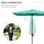 Parasol d'extérieur rectangulaire de 6,5 pi x 10 pi, protégé, configuration à manivelle et inclinaison pratique, protection contre les ombres sarcelle 50+, Easy & Tilt,