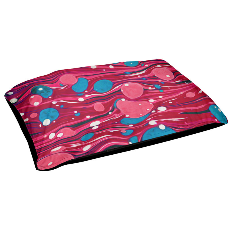 Coussin décoratif tourbillons, Grand (L 40 po x l 50 po), Rose/bleu, Utilisation intérieure seulement