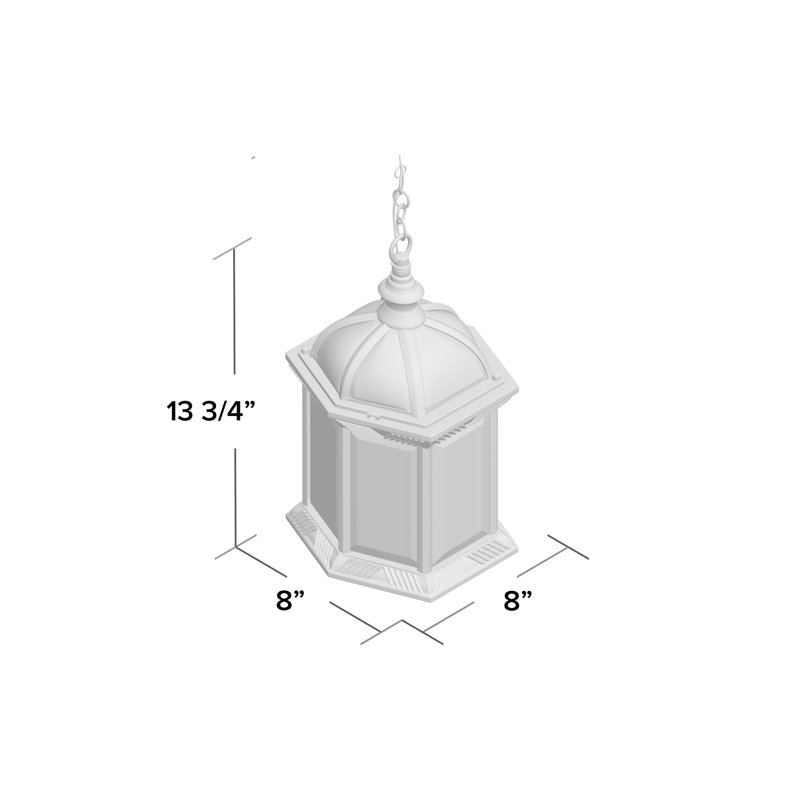Quonset Outdoor Hanging Lantern, A19, White / Clear Beveled