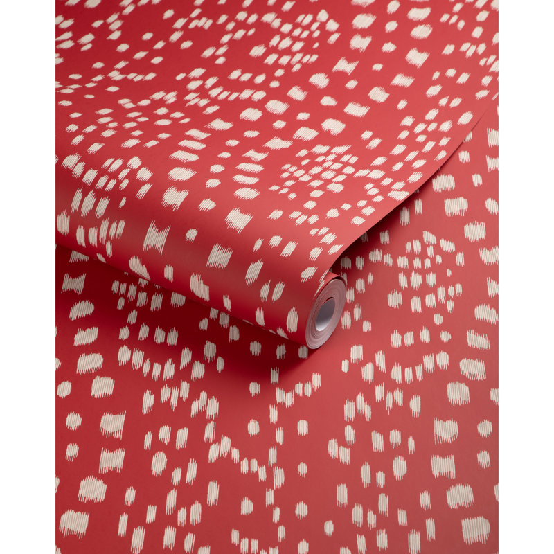 La Menagerie Les Touches Reverse Animal Print Wood Pulp Blend Pretrimmed Roll, Red