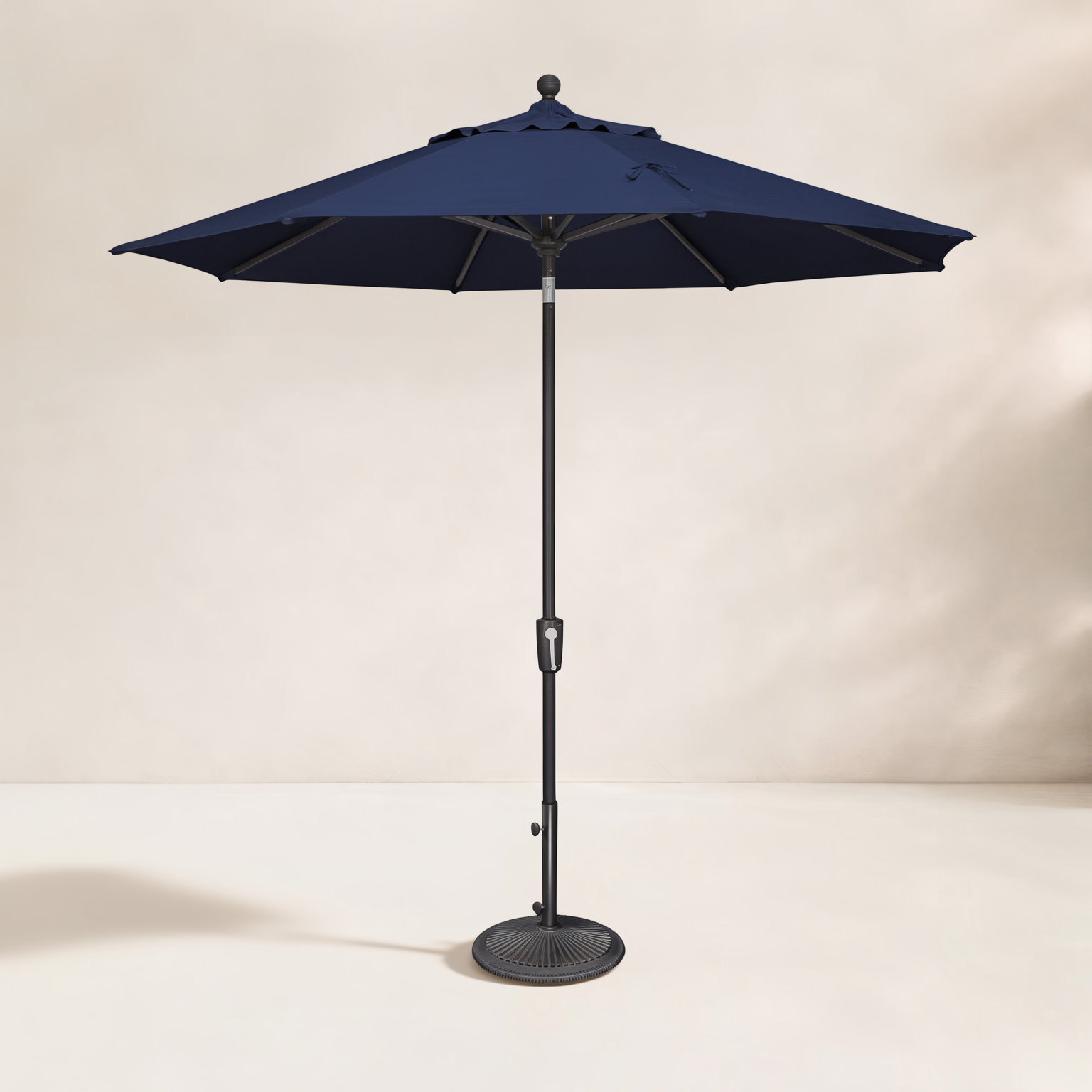 Launceston Market Umbrella, Black, 101.7" H x 108" W x 108" D, Navy Sunbrella Acrylic