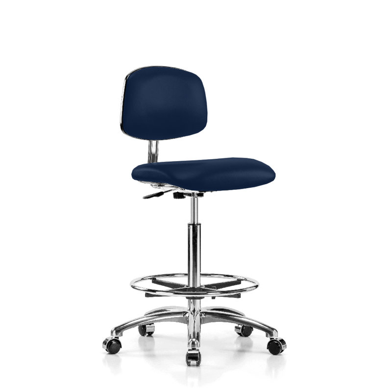 Catawba PERCH Electro-Static Dissipating (ESD) Cleanroom Chair with Foot Ring | High Bench Height 24-33.5", Blue