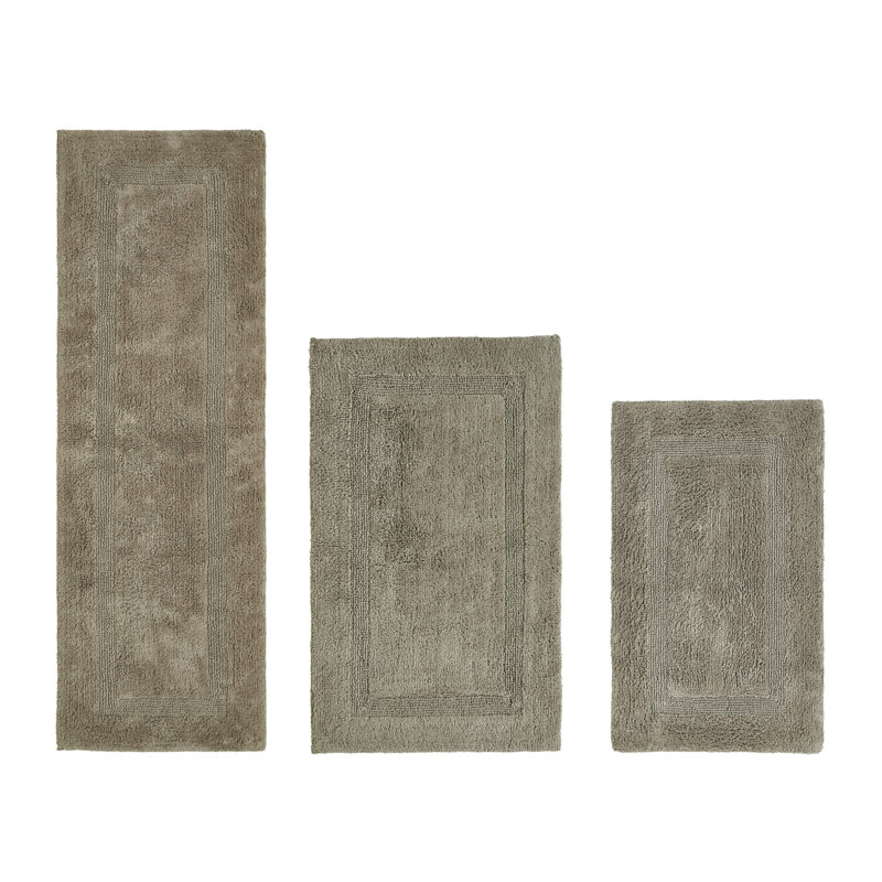 Annerose Premium 100% Cotton 2370 GSM 3-Piece Bath Rug Set, Ultra Soft, Super Absorbent, Reversible Tufted Weave Bathroom Mats, Machine Washable, OEKO-TEX® Certified Bath Rugs for Bathroom, Shower & Tub, Beige