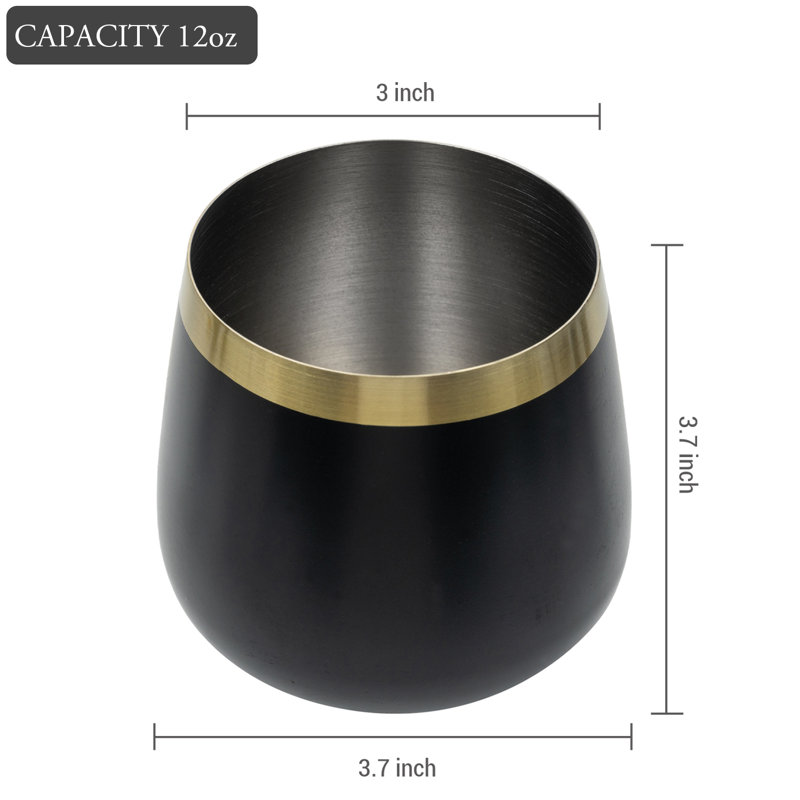 Gold Decor 354.9 ml Stemless Wine Glass
