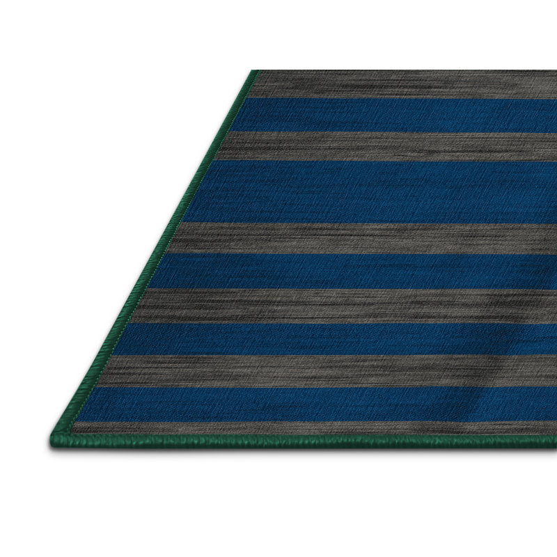 Tapis vert à rayures horizontales lavable à la machine, Rectangle 2 pi x 3 pi