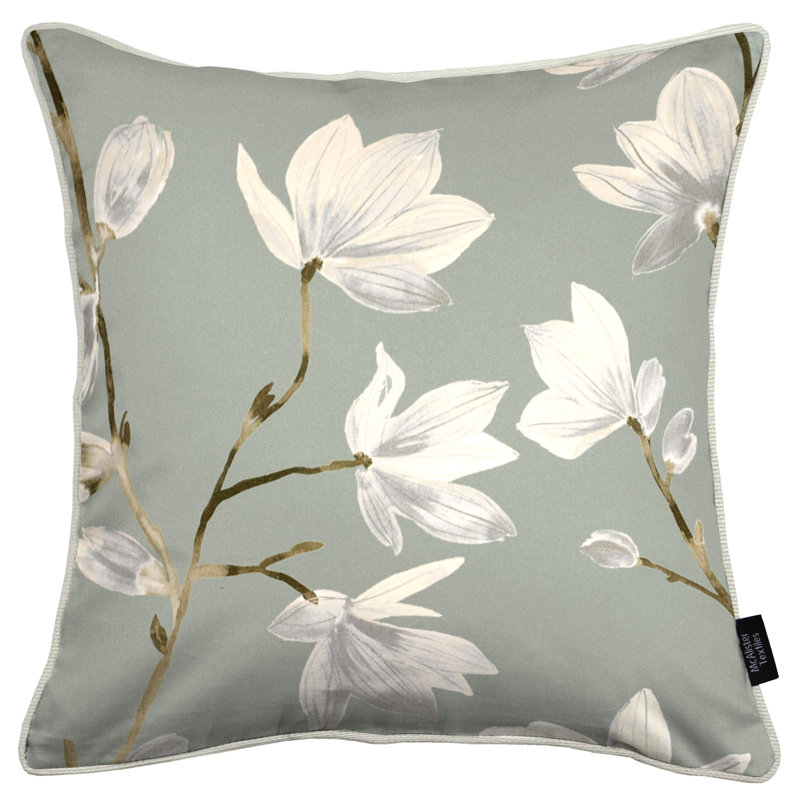 Frisch Indoor / Outdoor Floral Square Cushion Cover, Duck Egg, 43cm x 43cm