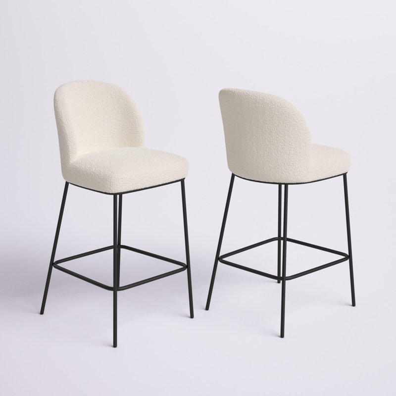 Argyroula Luxury 25.5'' Boucle Bar & Counter Stool, White