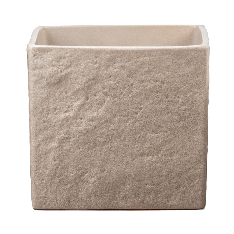 Übertopf Stone aus Keramik, 12.7cm H x 14cm W x 14cm D, Taupe