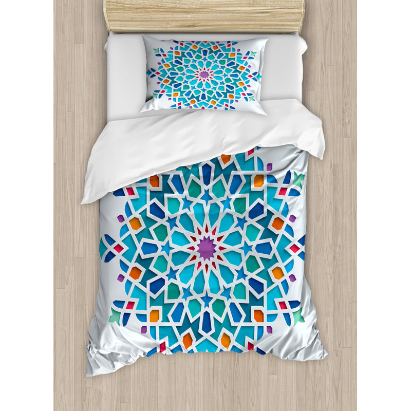 Global Inspired Polyester Geometric Shapes Duvet Cover, Twin Duvet Cover + 1 shams