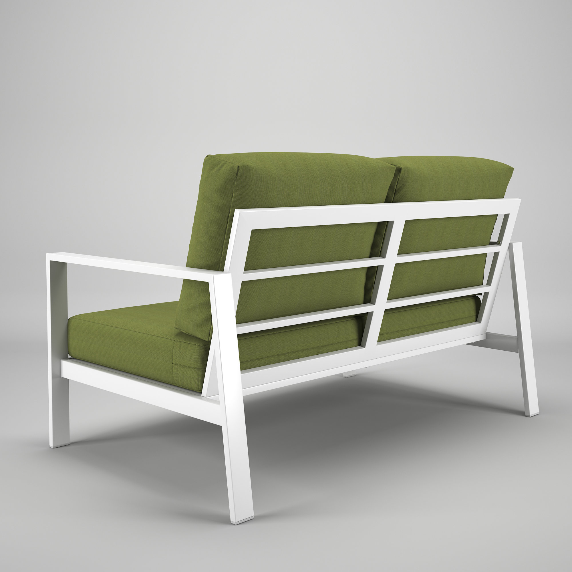 Chatwin Metal Outdoor Loveseat With Sunbrella Cushion, Spectrum Cilantro