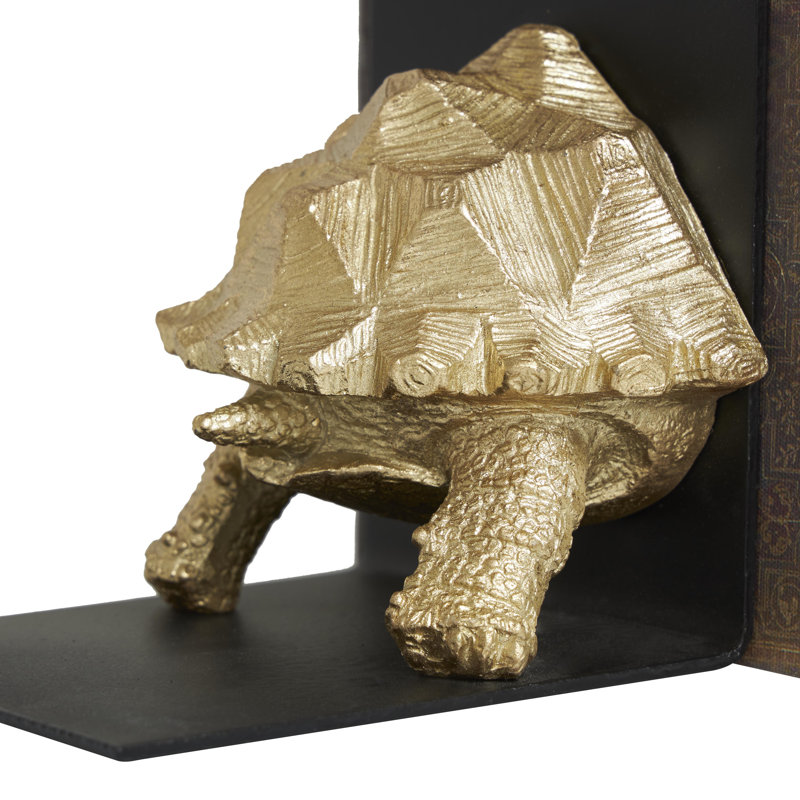 Polystone Turtle Decorative Bookends with Black Stands