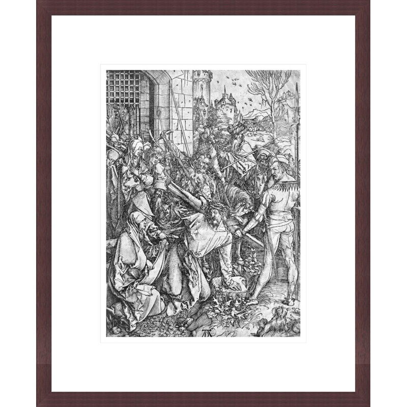 Le transport de la croix (gravure sur bois) (photo noir et blanc) par Albrecht Dürer - estampe numérique