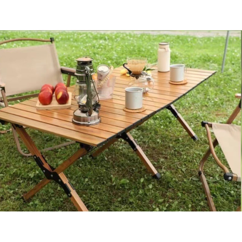 Portable Roll-Top Camping Table, 47.3" x 23.2" x 17.7" Rectangle Picnic Folding Table with Carry Bag