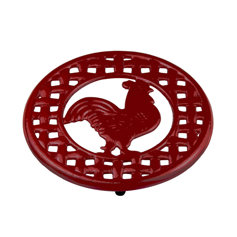 Trivet de coq en fonte August Grove, Rouge