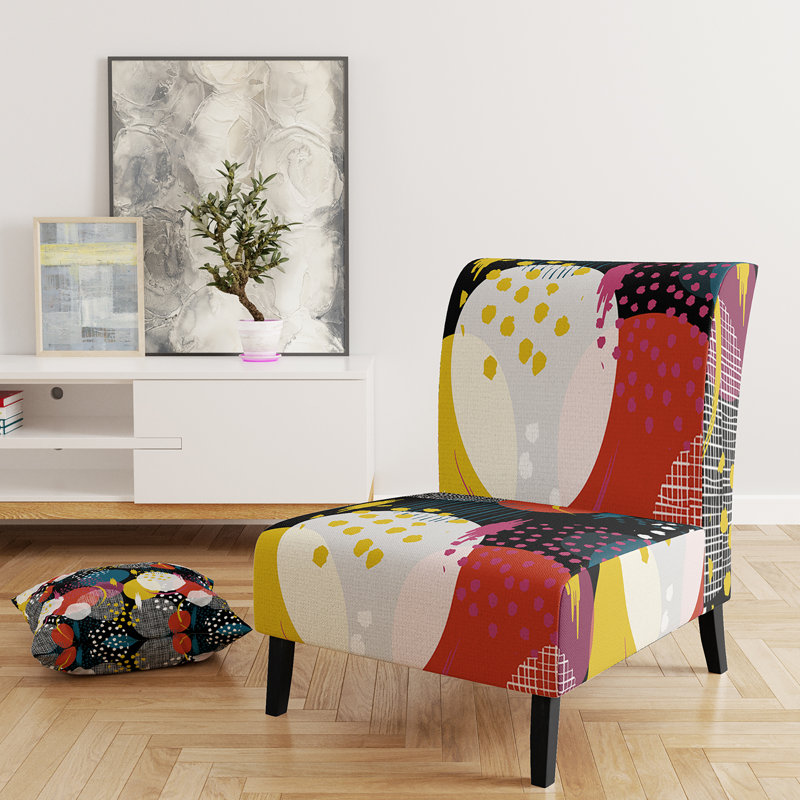 Fauteuil de chambre en velours multicolore