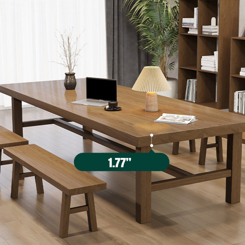 Brown Rectangular Solid Wood Dining Table, 29.53"H x 94.49"L x 39.37"W