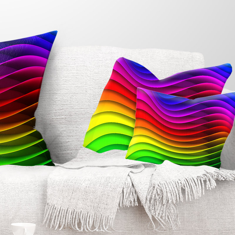 Motif de vagues arc-en-ciel - imprimé abstrait, Rectangulaire, 12 po x 20 po