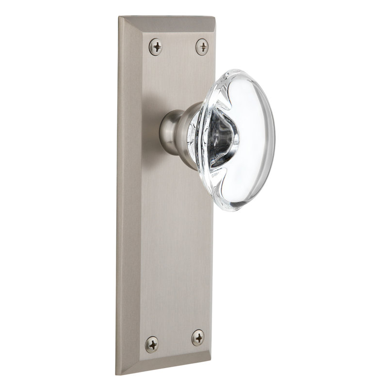 Grandeur Fifth Avenue Plate Double Dummy with Provence Crystal Door Knob, Satin Nickel