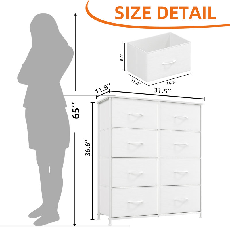 Commode verticale 8 tiroirs Somdot, Blanc