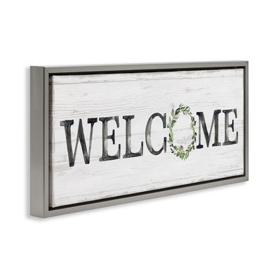 «Welcome with Floral Wreath», art mural sur toile flottante par Kristen Brockmon
