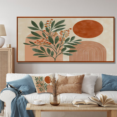 «Green and Terracotta Minimalisme Sage Plants - Botanicals Wall Art For Living, Green Botanical, reproduction sur toile