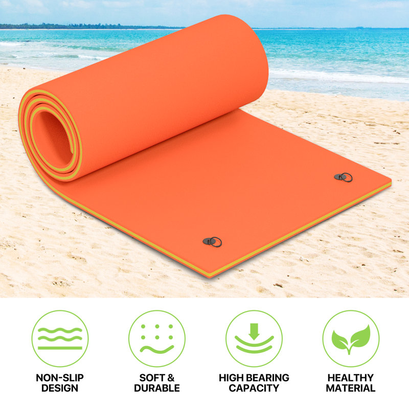 Orange and Yellow 12x6FT Tear-Resistant XPE Foam Floating Water Mat