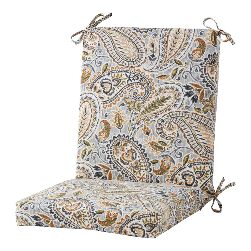 High Back Dining Chair Pad, Arctic Paisley