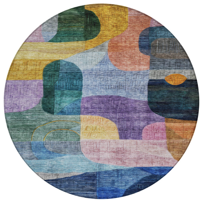  Machine Washable Indoor/Outdoor Christain ACN1115 Rug, Round 8'