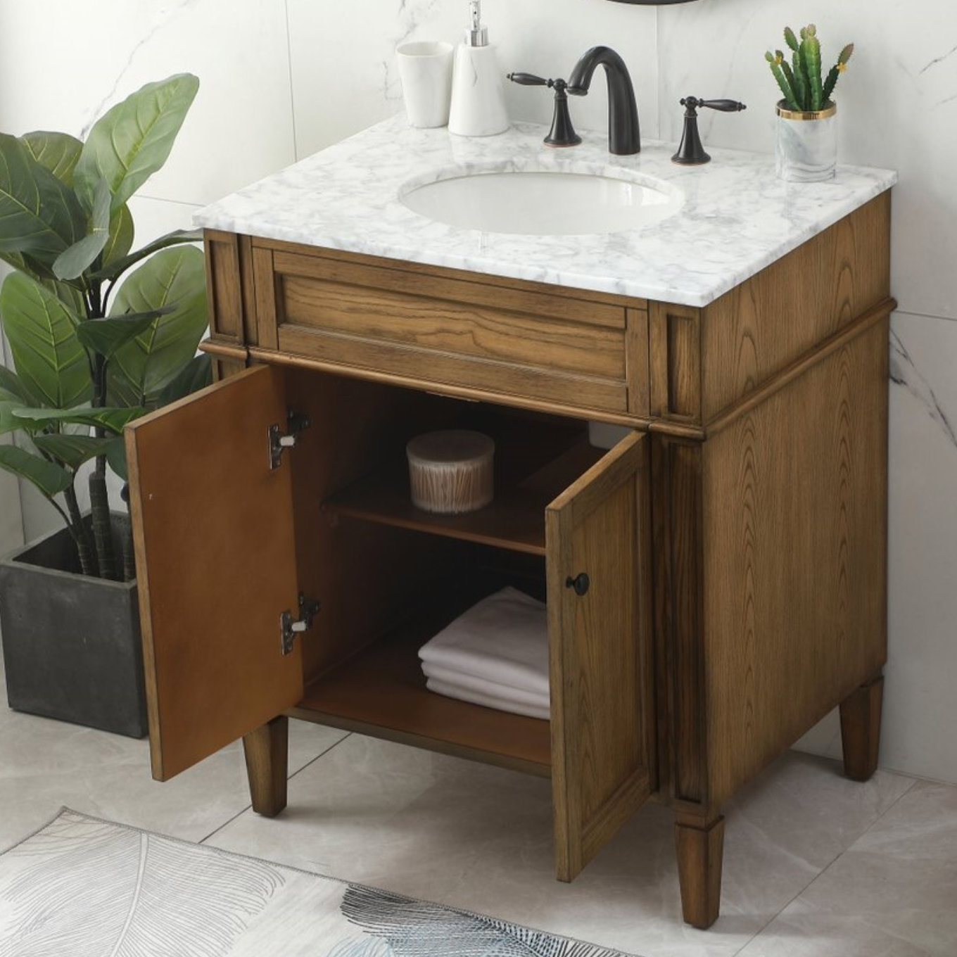 Rivers 30'' Single Bathroom Vanity, Driftwood