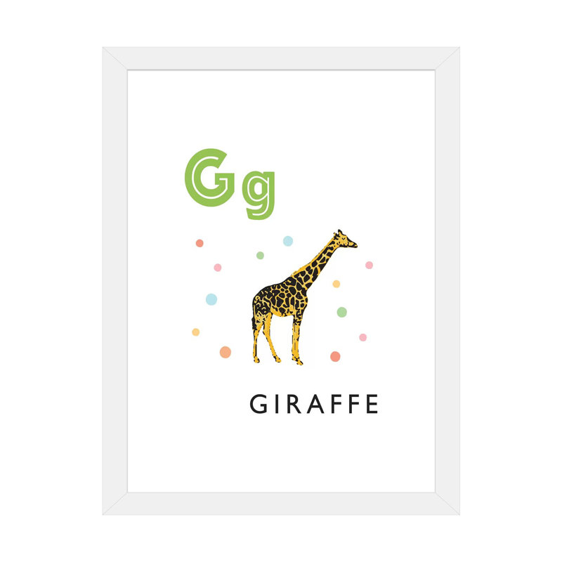 Alphabet Flash Card G - impression d'art graphique, Papier encadré blanc, Blanc, H 24 po x l 16 po x P 1 po