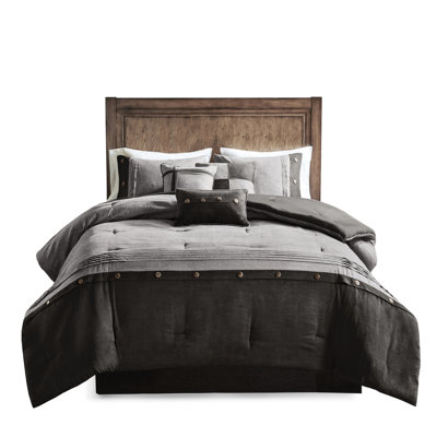 7 Piece Faux Suede Comforter - Lodge Cabin Style Accent Pillows Bedding Soft & Plushy