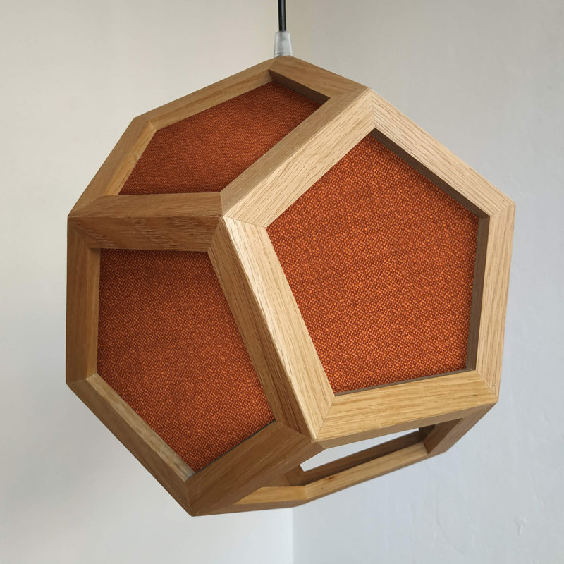 Belfiore 1 - Light Oil Geometric Pendant, Light Oak/Orange