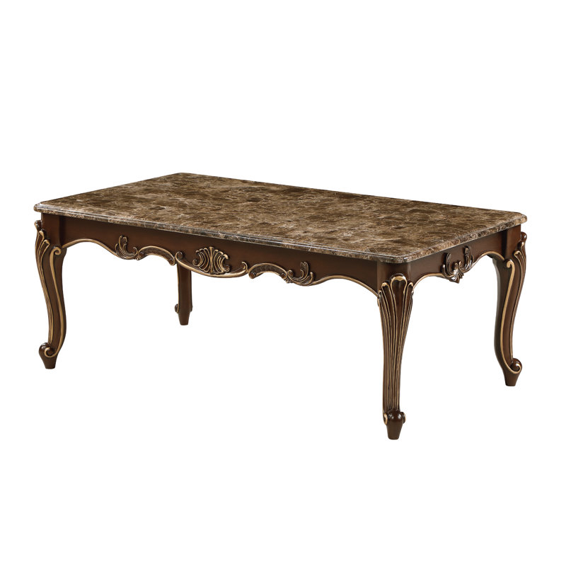 Table basse en treillis beige et noyer