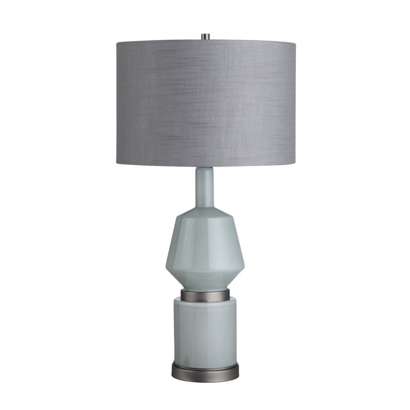28.75" Metal Table Lamp With Gray Shade