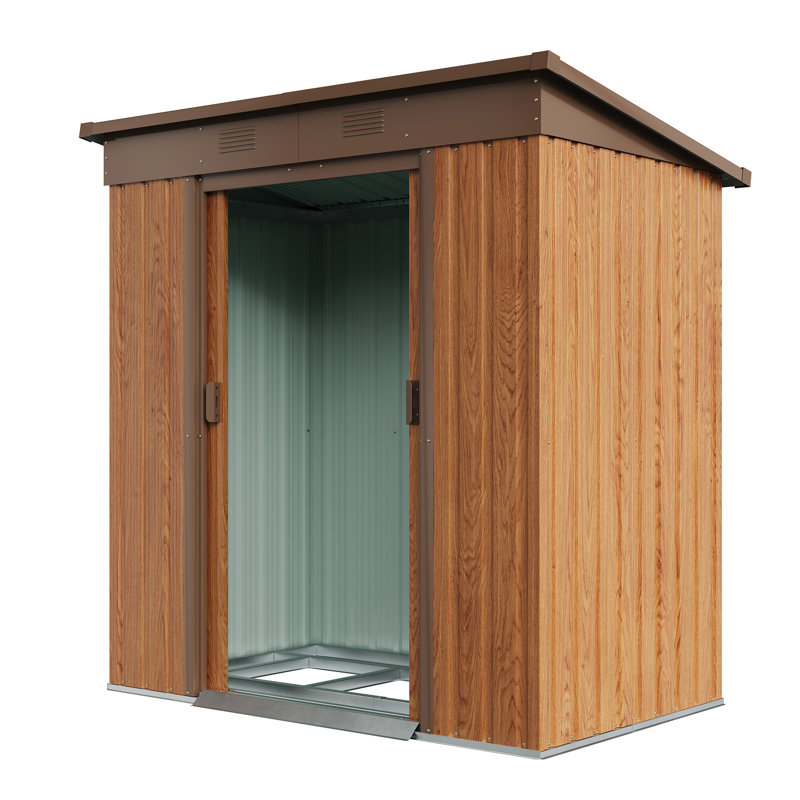 6 ft x 4 ft Brown Metal Lean-To Storage Shed