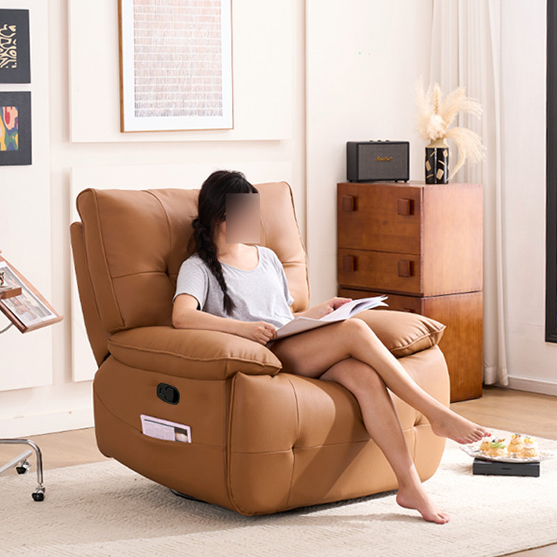 Fauteuil inclinable multifonctionnel en similicuir Quanasia, Brun