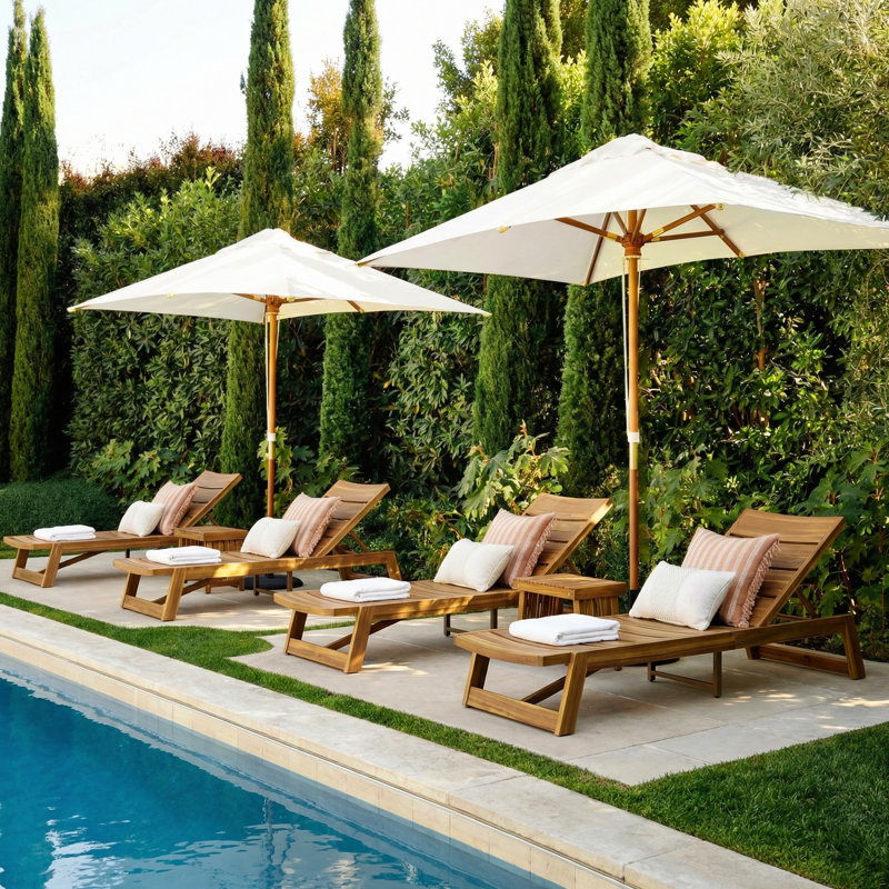 Hubert Outdoor Chaise Lounge Set with Table