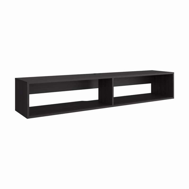 Meuble télé 59 po avec deux tablettes rectangulaires en wengé noir