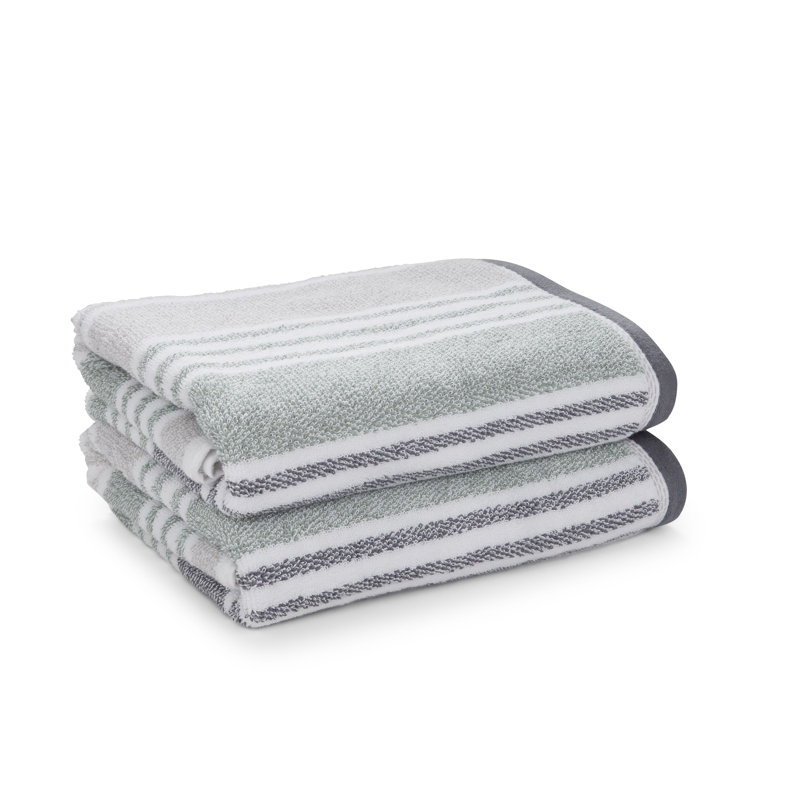 Kelso Stripe Soft & Absorbent Cotton Towels, Green