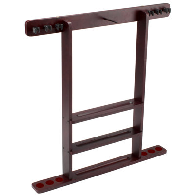 GSE Solid Wood 6 Pool Cue Rack, Billiard Pool Cue Stick Wall Mount Rack Only, Hanging Mounting Rack - Mahogany