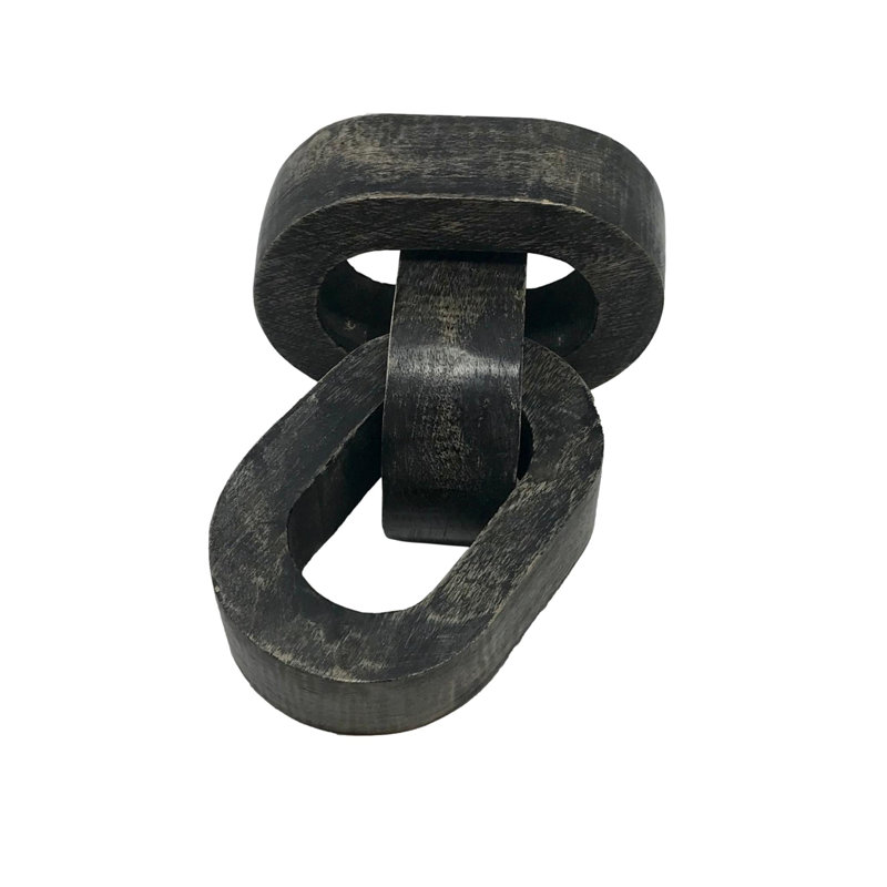 Petit maillon à 3 chaînes noir délavé, Enduit noir