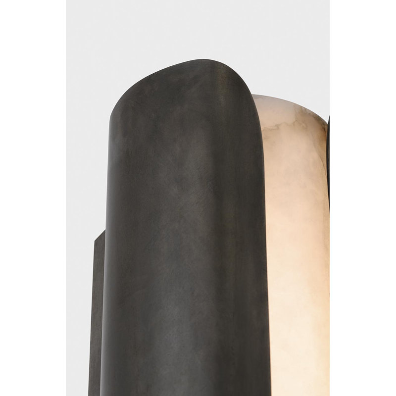 Anne-Marie Barton Armise 18" Sconce with Alabaster, 29" H x 7" W x 7.75" D, Mottled Pewter