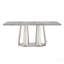 Table de salle à manger en marbre pour 6 personnes, table de salle à manger rectangulaire en faux marbre 70 po avec base en acier inoxydable à finition miroir, table de cuisine moderne en marbre de grande taille (argent, gris) (table unique)-1400406661-1400406680